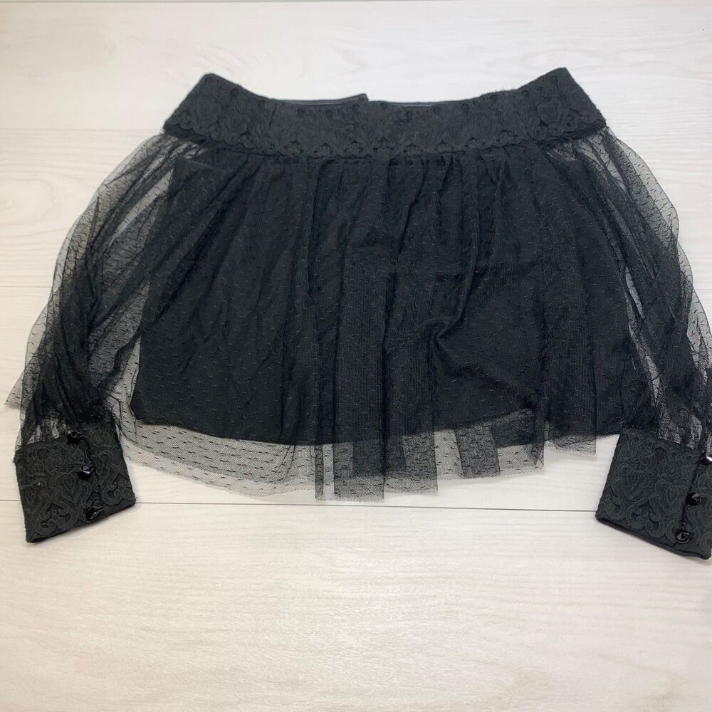 Alice And Olivia Black Lace Long Sleeve Off The Shoulder Blouse Size 2